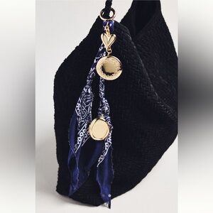 Anthropologie Heritage Bow Bag Charm | Blue Bandana | NWT